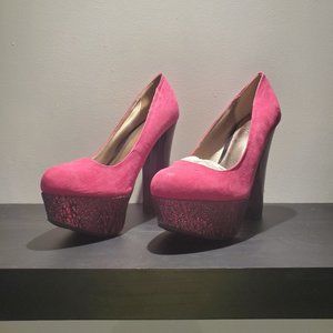 Pink and Black Platform Heels